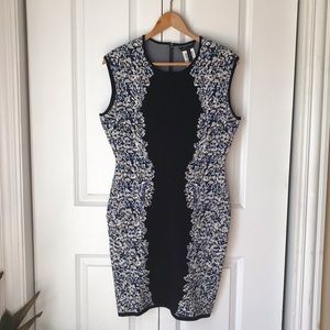 BCBG maxazria blue and black bodycon dress